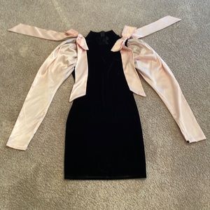 Black velvet mini dress